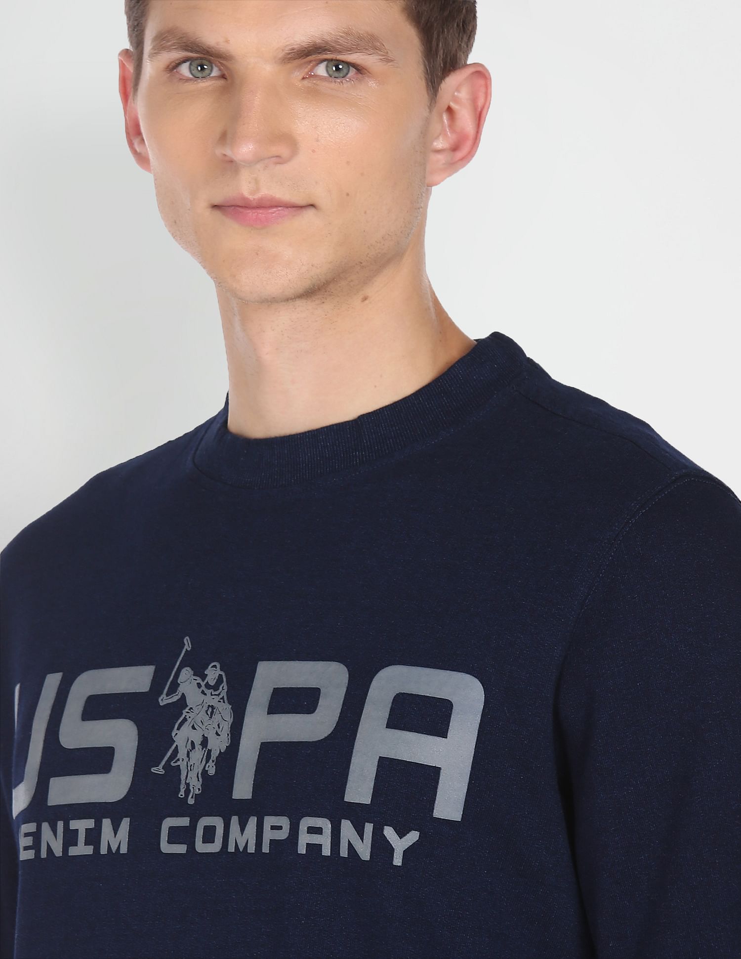 Brand Print Pure Cotton Sweatshirt Navy - U.S. POLO ASSN. | Large