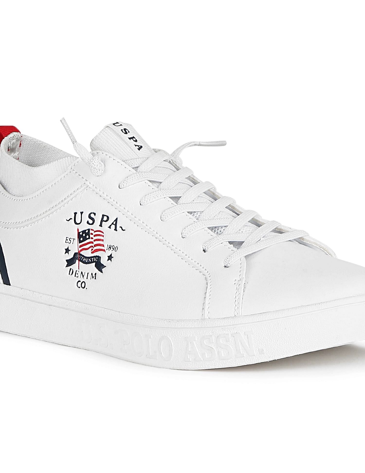 Men Round Toe Logo Hafer Sneakers White - U.S. Polo Assn. India | Large