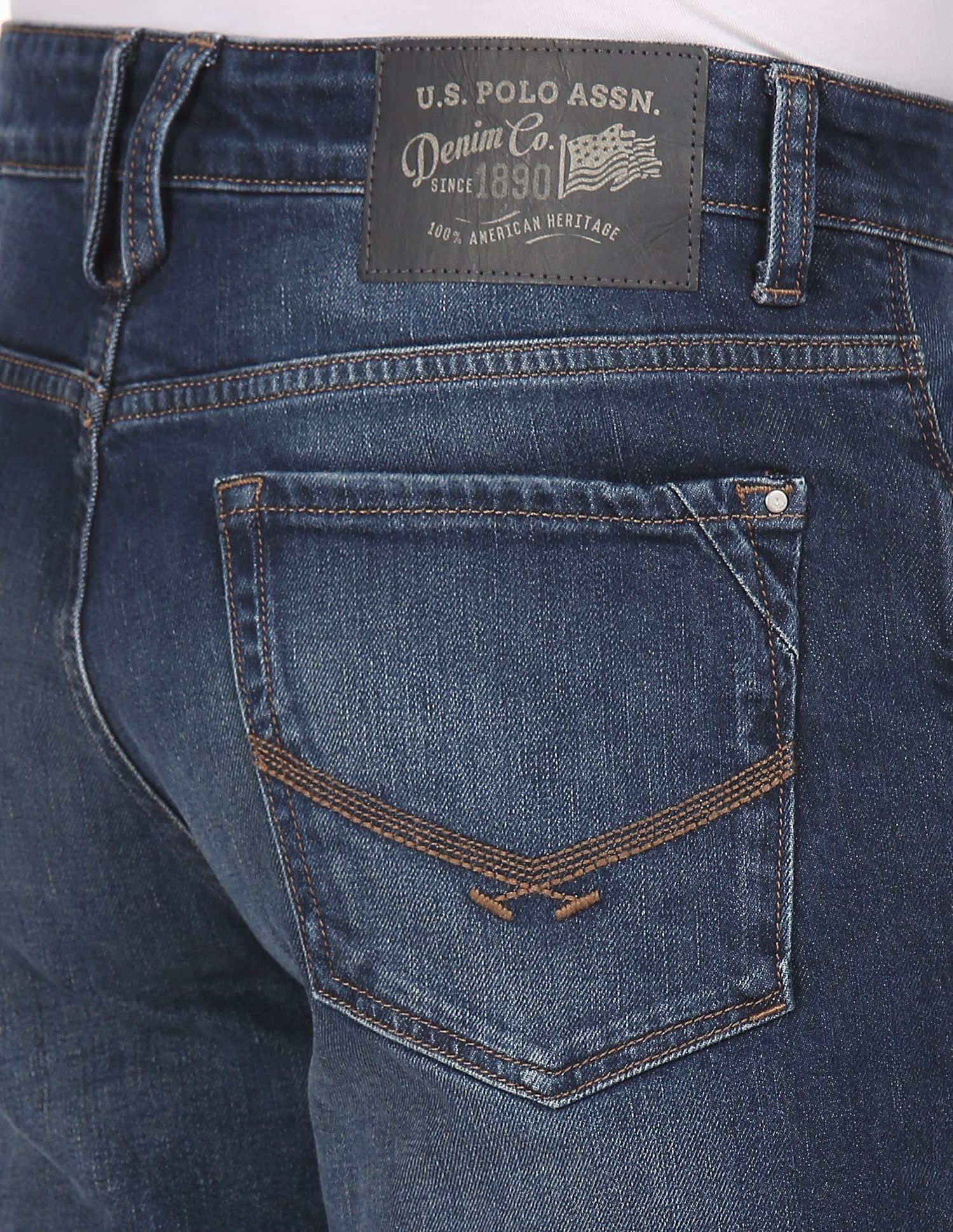 Men Blue Delta Slim Fit Stone Wash Jeans Blue - U.S. POLO ASSN. | Large