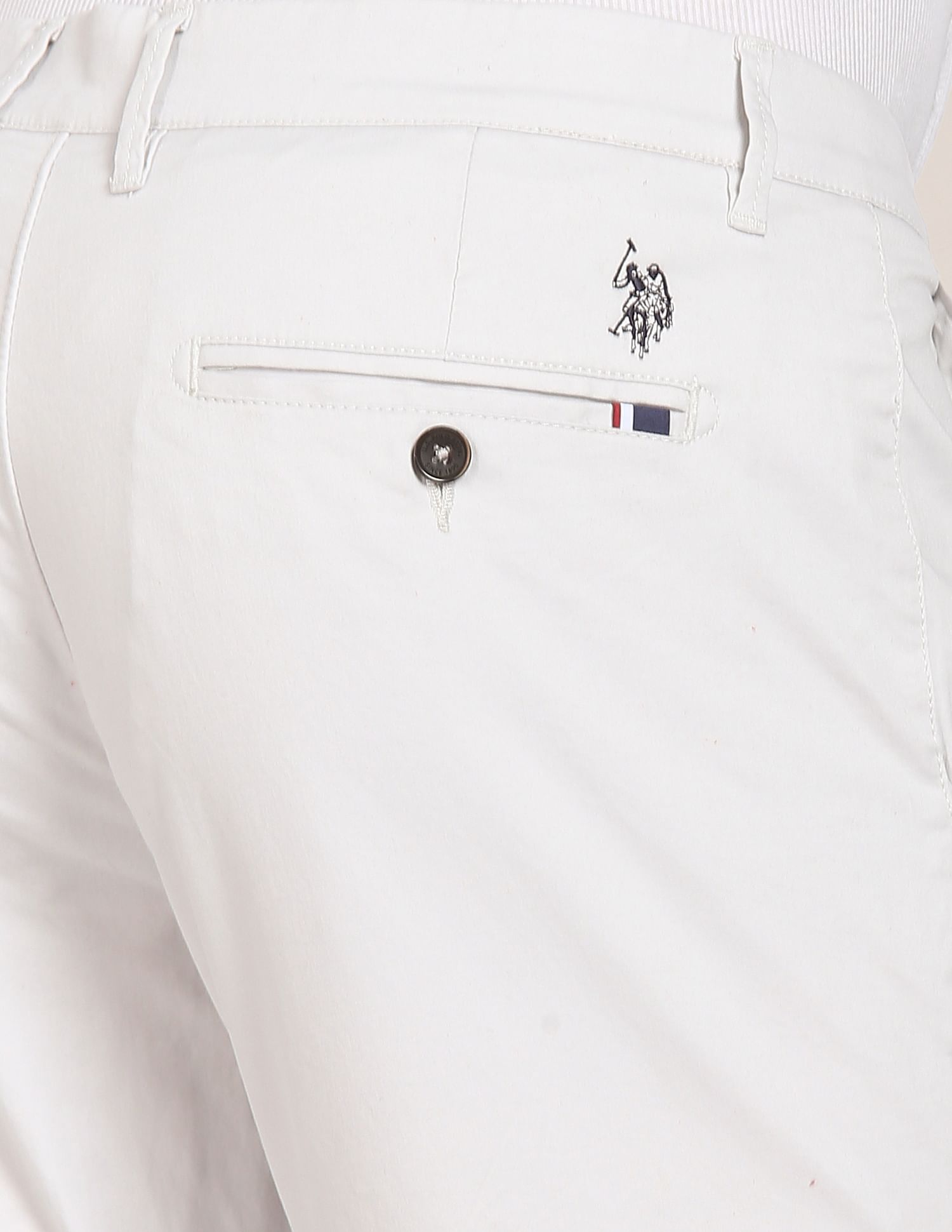 Solid Cotton Stretch Chinos Light Grey - U.S. POLO ASSN. | Large