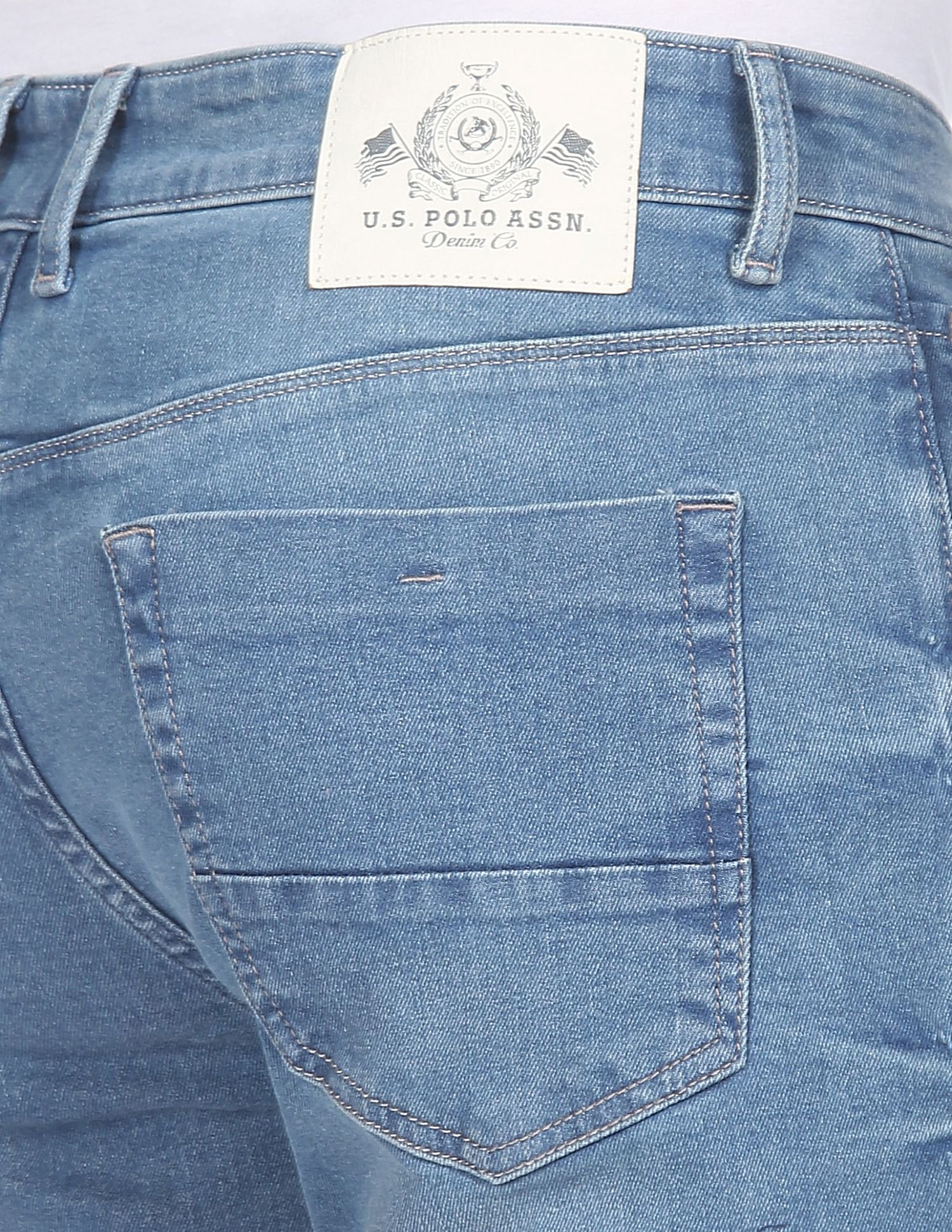 Men Blue Whiskered Brandon Slim Tapered Fit Jeans Blue - U.S. POLO ASSN. | Large