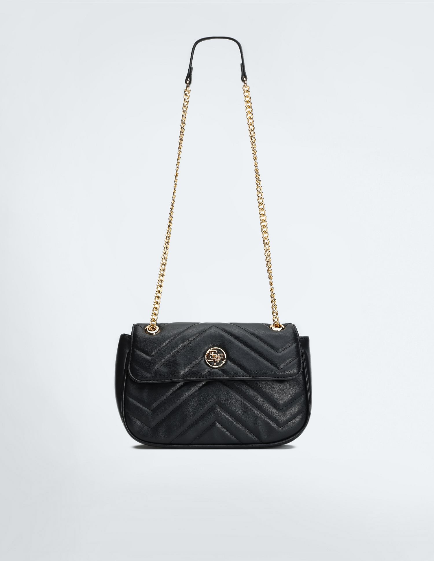 Chain Strap Chevron Quilted Sling Bag Black - U.S. POLO ASSN. | Large