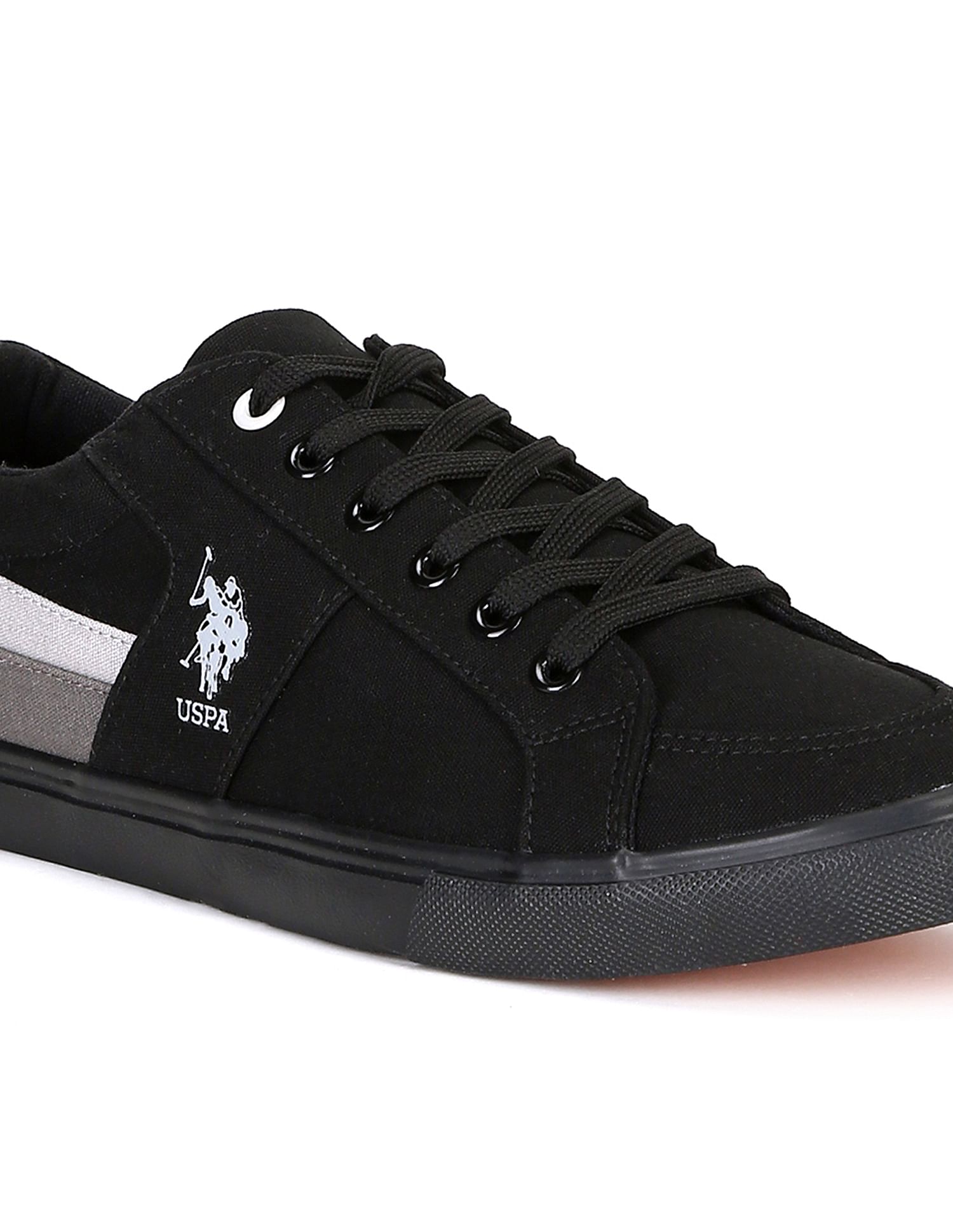 Men Contrast Stripe Canvas Clarkin Sneakers Black - U.S. POLO ASSN. | Large