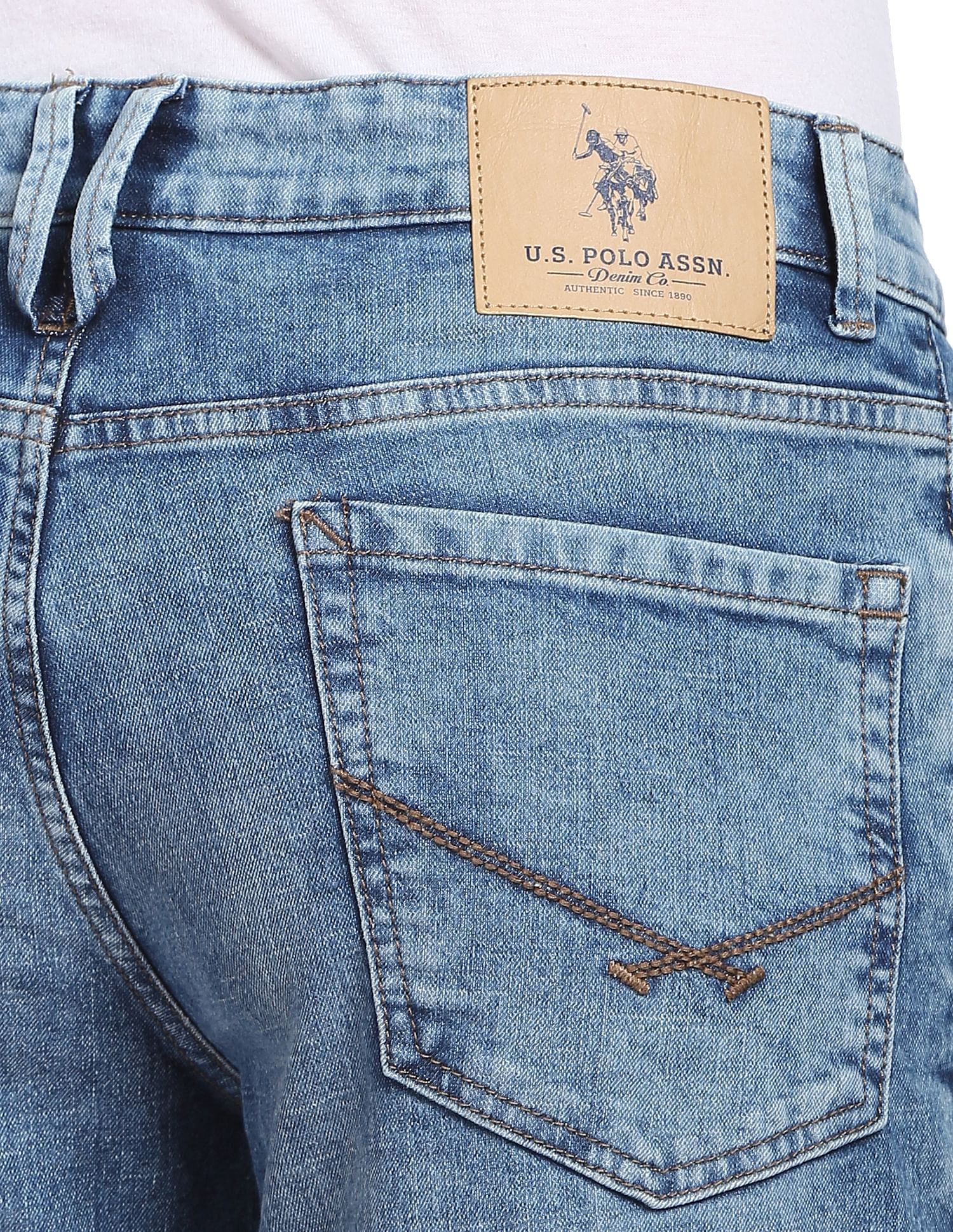 Acid Wash Delta Slim Tapered Fit Jeans Blue - U.S. POLO ASSN. | Large